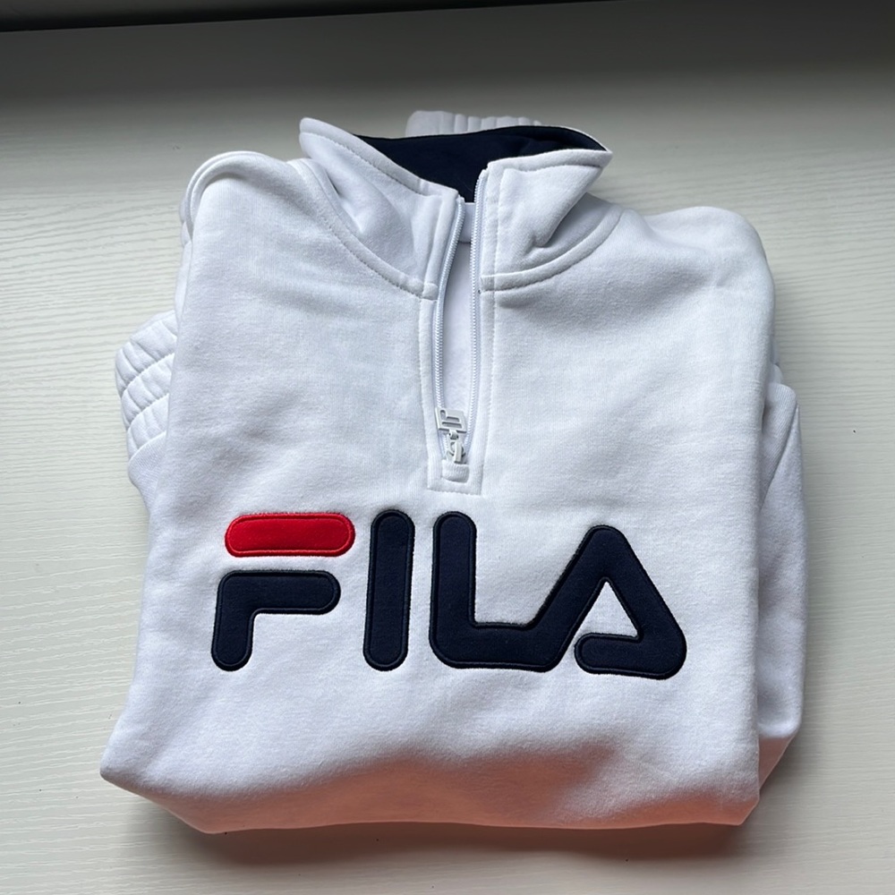 FILA Classic White Oversized Quarter Zip NWOT